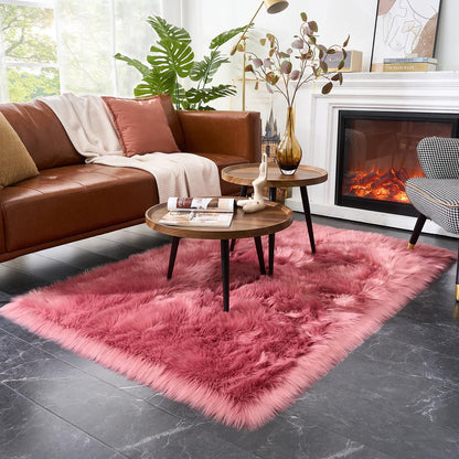 EasyJoy Ultra Soft Fluffy/Fuzzy Shaggy Area Rug Faux Fur Chair Cover Seat Pad for Bedroom Floor Sofa Living Room (2 x 6 ft Sheepskin, Beige)