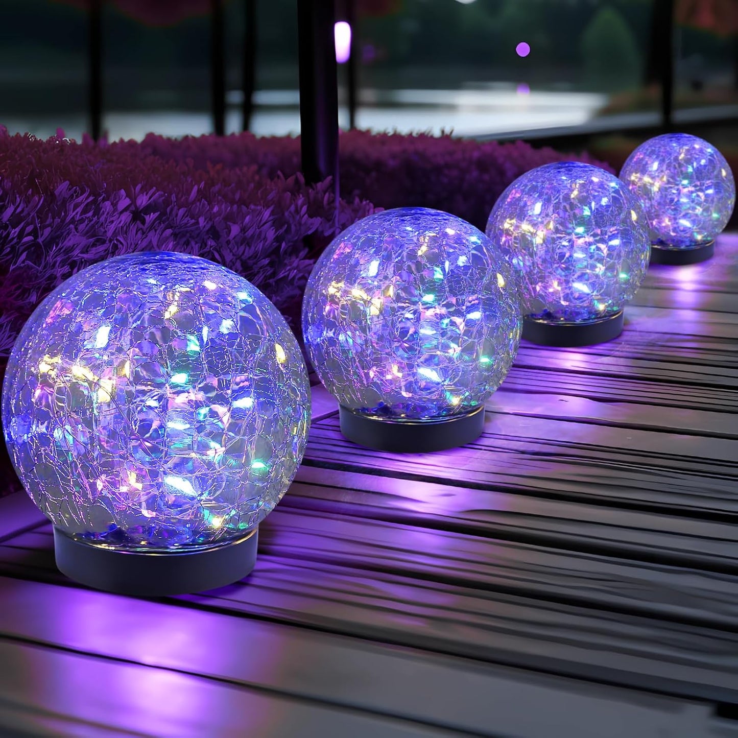 JKIMK Solar Globe Lights Outdoor Waterproof - Cracked Glass Ball Lights for Garden, Patio, Yard, Lawn and Backyard Decor - Solar Orbs for Outside Decorations