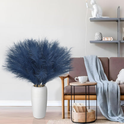 Ouddy Decor 8 Pcs Faux Pampas Grass Decor 38''/97cm Tall Artificial Large Pompous Pompas Floral Fluffy Fake Plants Floor Vase Filler for Wedding Kitchen Home Boho Decorations, Mixed Beige