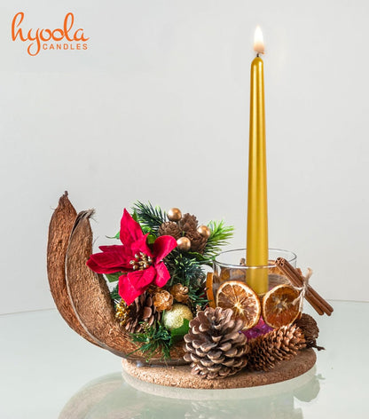 Hyoola Tall Taper Candles - 10 Inch Metallic Gold Unscented Dripless Taper Candles - 8 Hour Burn Time - 4 Pack