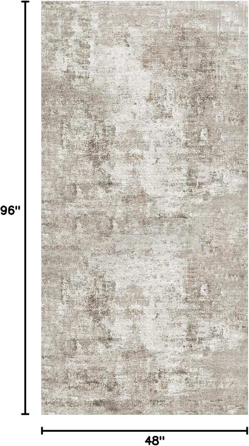 2x3 Washable Non-Slip Area Rug - Soft Low Pile Throw Rug for Kitchen Entryway Bedroom - Modern Indoor Door Mat with Rubber Backing (Beige Grey) - Colors B