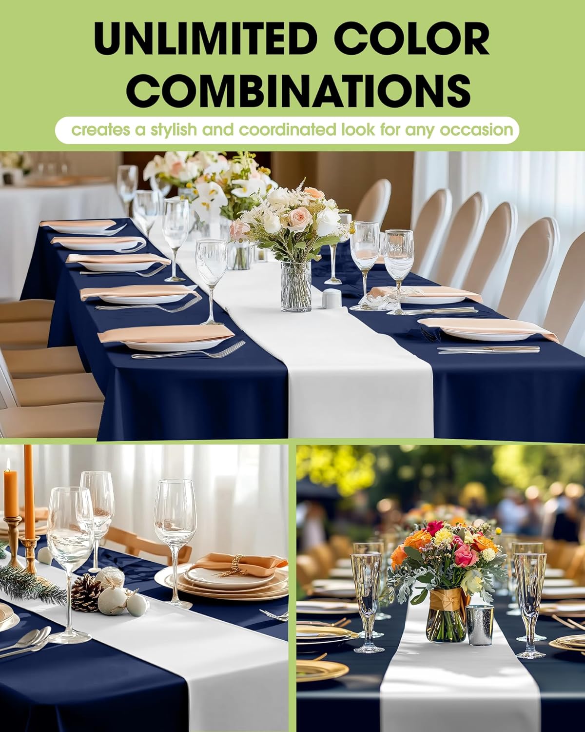 Pureegg Gold Plastic Table Runners - 10 Pack, 14'' x 108'', Water Resistant & Disposable Centerpiece Decorations for Table Cloth, Wedding, Birthday, Holiday, Baby Shower, Party, Home Decor