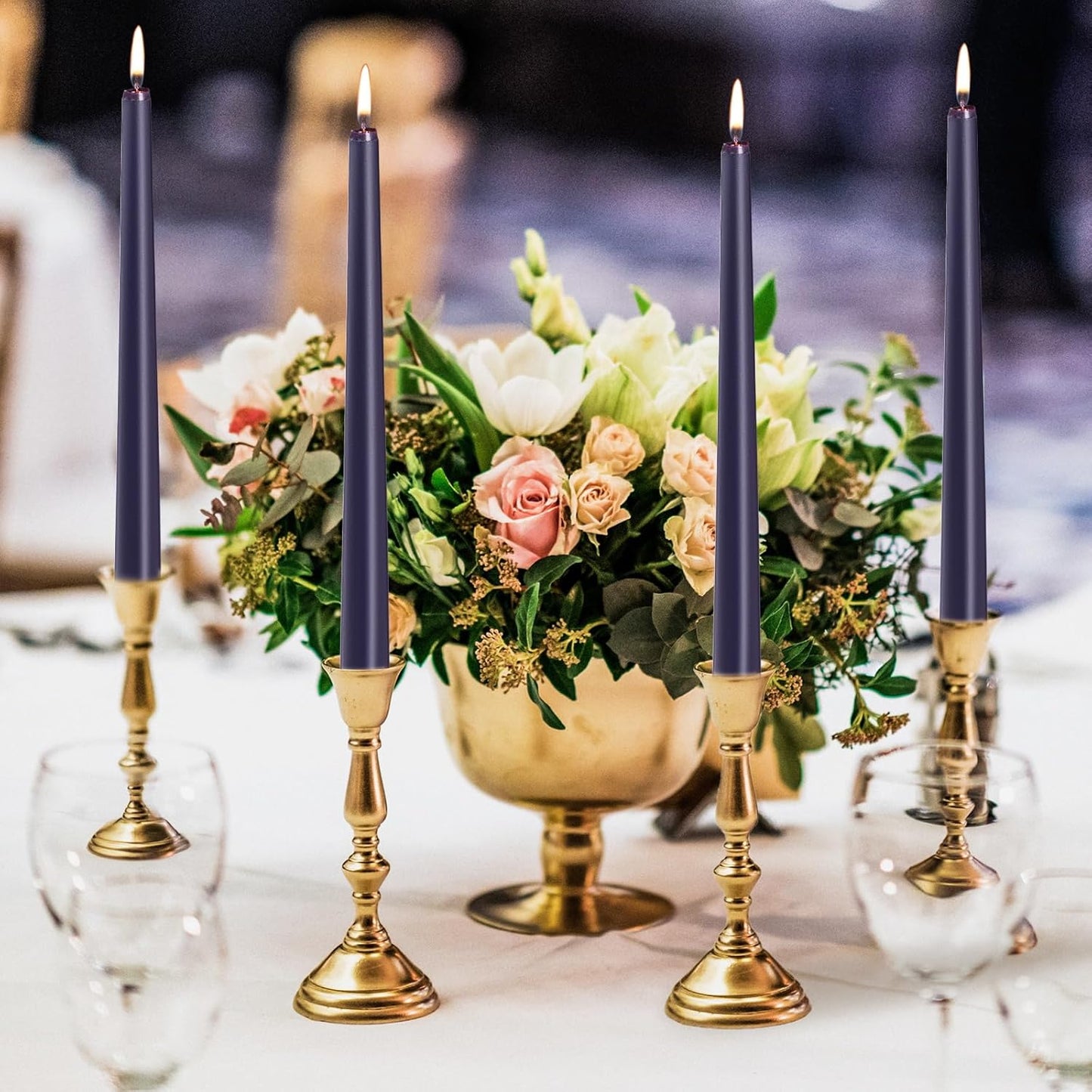 KONNI 0.87×10 Inch Ivory Taper Candles, Unscented and Smokeless Tall Candlesticks, 10 Pack Tapered Candles with Cotton Wicks, Long Burning, Ideal for Weddings, Dinner Parties, and Home Décor