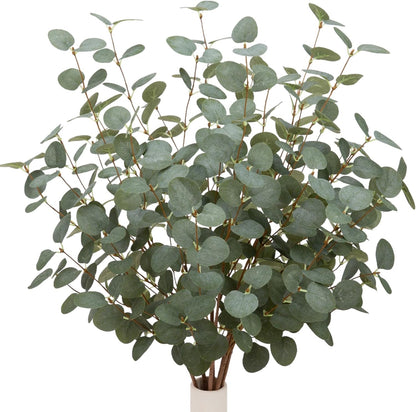 6 Pcs 27" Eucalyptus Stems Greenery Stems Eucalyptus Leaf Spray in Green Silk Plastic Plants Floral Artificial Plants for Home Party Wedding Decoration