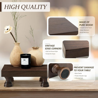 EOSAHR Farmhouse Riser for Room Decor : Decorative Pedestal Stand For Display Your Home Decorations and Uniquely Soap Stand - Rustic Bathroom Counter Tray and Kitchen Decor (Natural Wood)