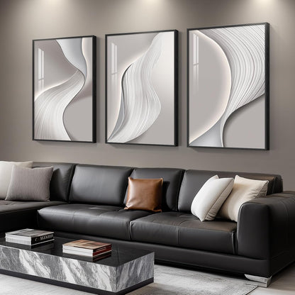 Framed Modern Luxury Gold Wall Art, Set of 3 Piece Contemporary Paintings Artwork for Walls, Golden Prints Pictures with Gold Frame, Wall Decor for Living Room, Hallway, Bedroom, Office 16x24 Inch