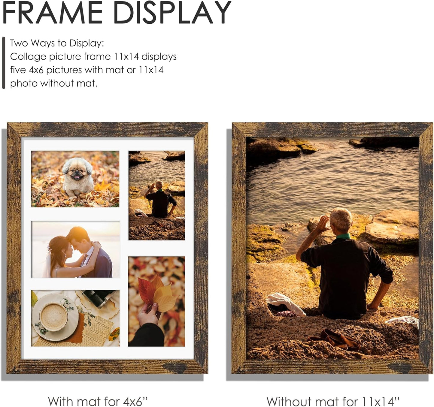 DUENPY 14x26 Collage Picture Frame 4x6 Collage Picture Frame Displays Twelve 4x6 inch Photos Available Horizontal Wall Mounting Display and Vertical Black - Colors A
