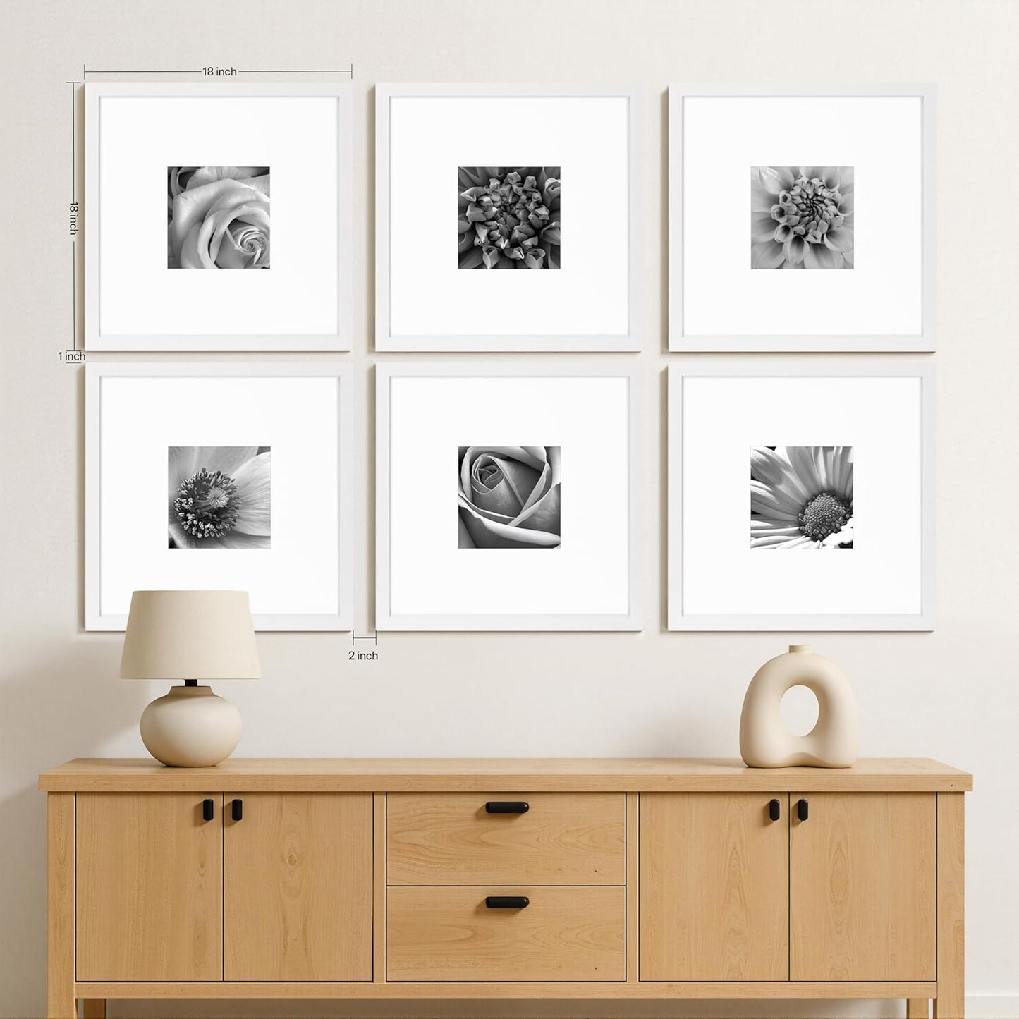eletecpro 12x12 Picture Frames Set of 9 with Clear Acrylic Cover, Display 8x8 Photos with Mat or 12x12 Without, Classic and Sturdy Square Collage Gallery Wall Decor, Easy Wall Mount, Black