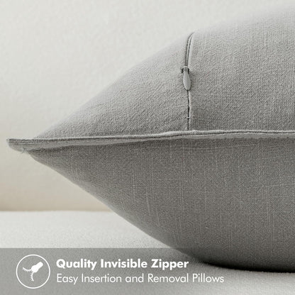 MIULEE Decorative Linen Euro Sham Pillow Covers 26x26 Cream White Boho Farmhouse Neutral Couch Throw Pillows for Bed Pack of 2 Accent Modern Pillowcase Sofa Livingroom Home Decor