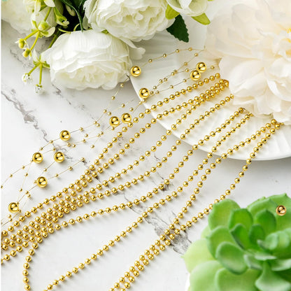 Bonuci 3 Rolls 66 Feet Pearls String Garland Faux Pearl Garland Spool Roll Strand Decoration Artificial Beads Chain Trim for Wedding Party Crafting Wedding Mother's Day Flower Decor(Ivory,4mm)