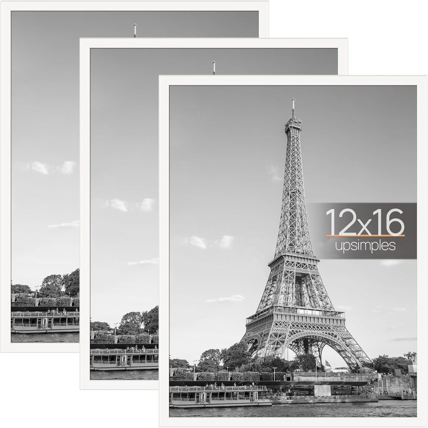 upsimples 18x24 Picture Frame Black 3 Pack, Scratch-Proof Poster Frames 18 x 24 for Photo Gallery - Slide-In Strips, Horizontal or Vertical Wall Mounting