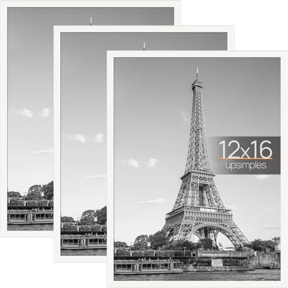 upsimples 24x36 Poster Frame Black 3 Pack, Scratch-Proof Picture Frames 24 x 36 for Photo Gallery - Slide-In Strips, Horizontal or Vertical Wall Mounting