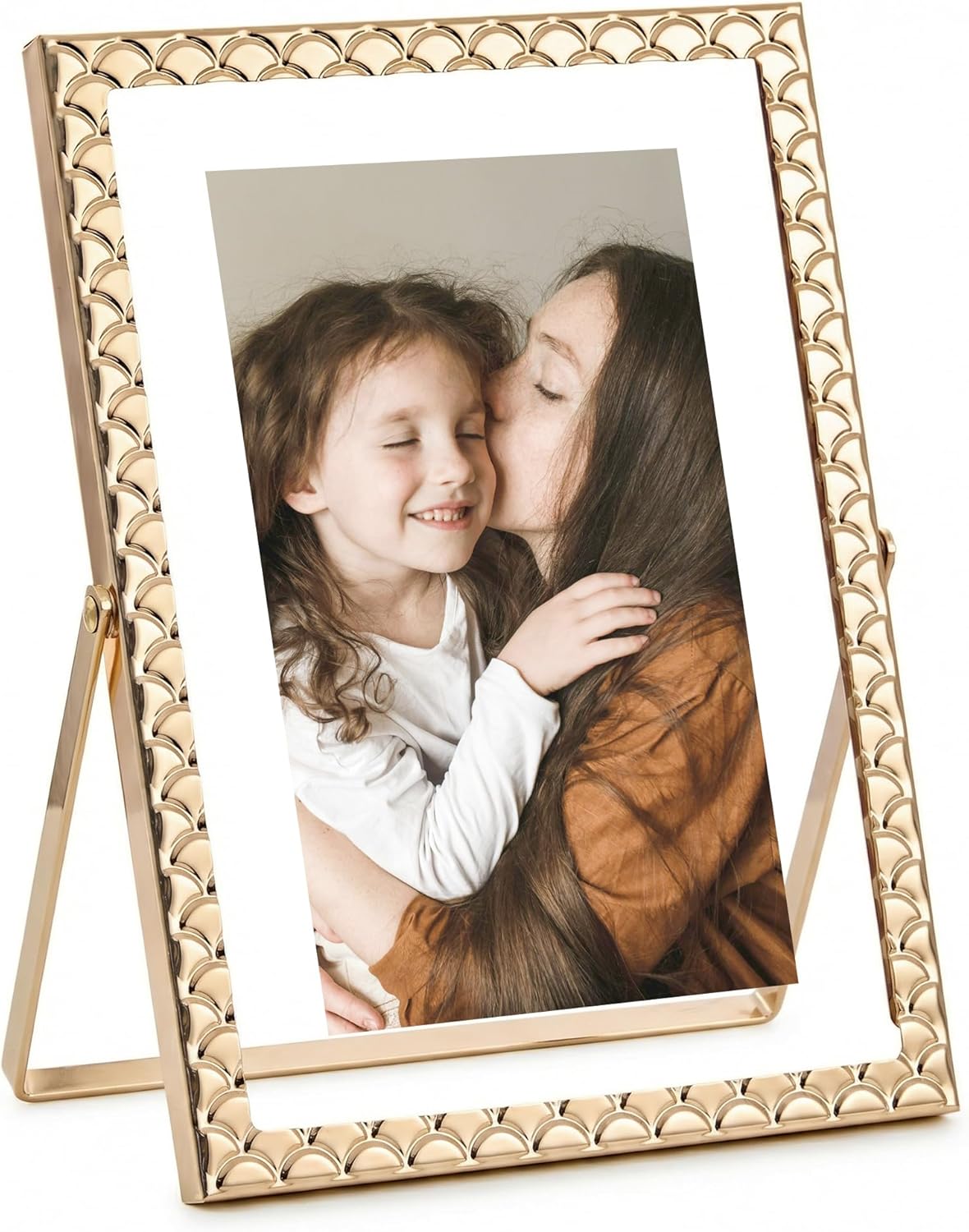 RICHFOCUS Gold 5x7 Floating Picture Frame for Photo 4x6 3.5x5 | 5 x 7 Metal Picture Frames with Double Glass for Tabletop|Modern Photo Frames Wedding|Home Decor