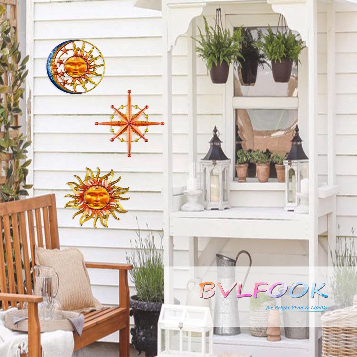 Large Sun Wall Art Decor 45 inch Metal Wall Art, Retro Hanging Decor, Valentine Wall Decorations for Patio,Yard,Garden,Fence,Living Room