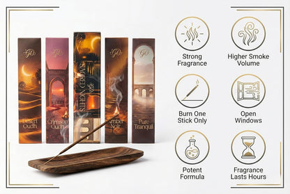 Incense Sticks Variety Pack with Wooden Holder | Nag Champa, Rose, Lavender, White Sage, Frankincense, Palo Santo & Sandalwood | Hand-Rolled Masala Incense