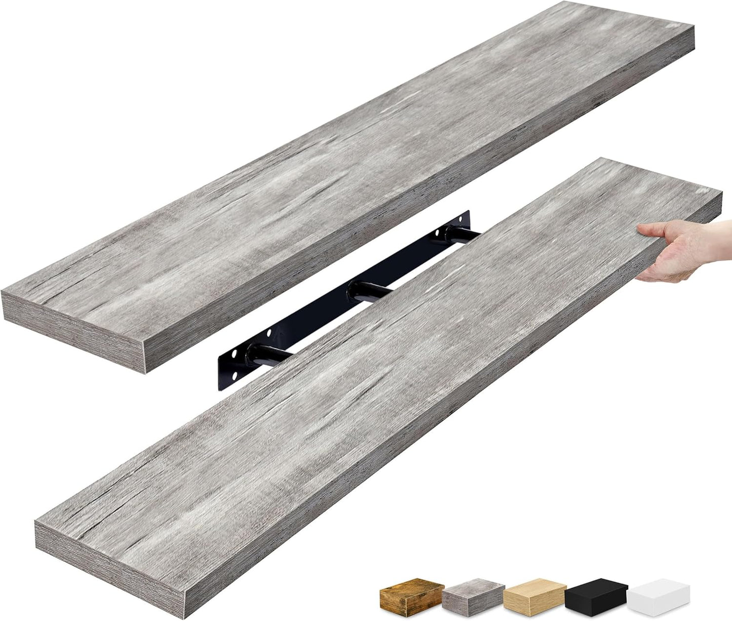 Sorbus Floating Shelves for Wall - 48 Inch Long Bathroom Shelves, Wall Decor for Bedroom, Kitchen, Living Room & Book Storage - Mounted Floating Shelf with Invisible Brackets (Maple Wood, 2 Pack)