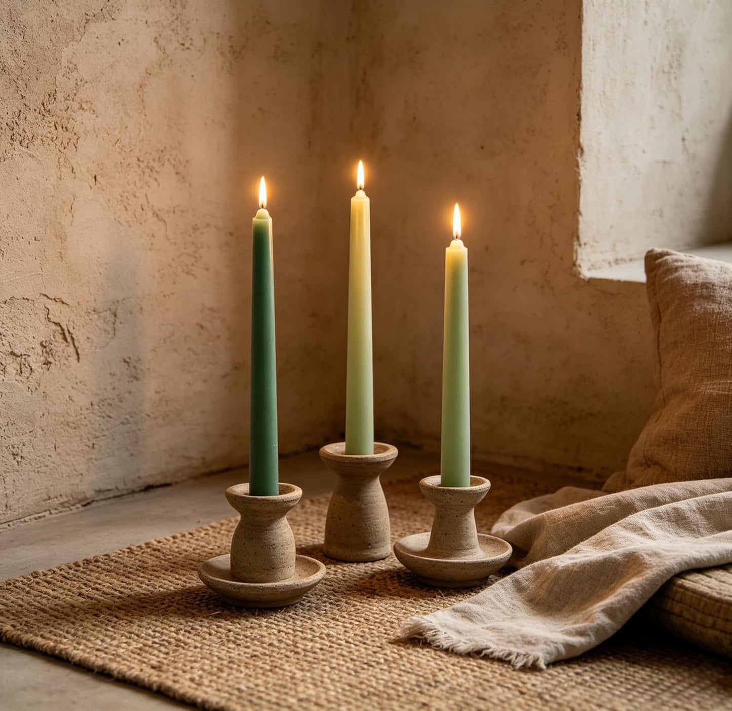 12-Pack Earth Tone Taper Candles, 10 Inch Unscented Dripless Candlesticks, Long-Lasting Burn Time of 7-8 Hours, Perfect for Fall Harvest Halloween Thanksgiving Dinners Parties and Home Décor
