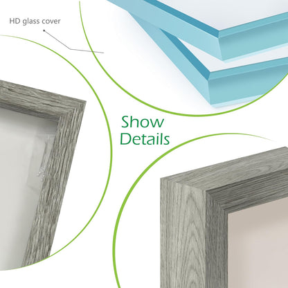 FrameWorks 11” x 14” Dark Oak Wooden Shadow Box Frame – Display Case with Soft Felt Back, Memory Box with Tempered Glass, Display Box with Elegant White Ball Push Pins, Wooden Flower Box