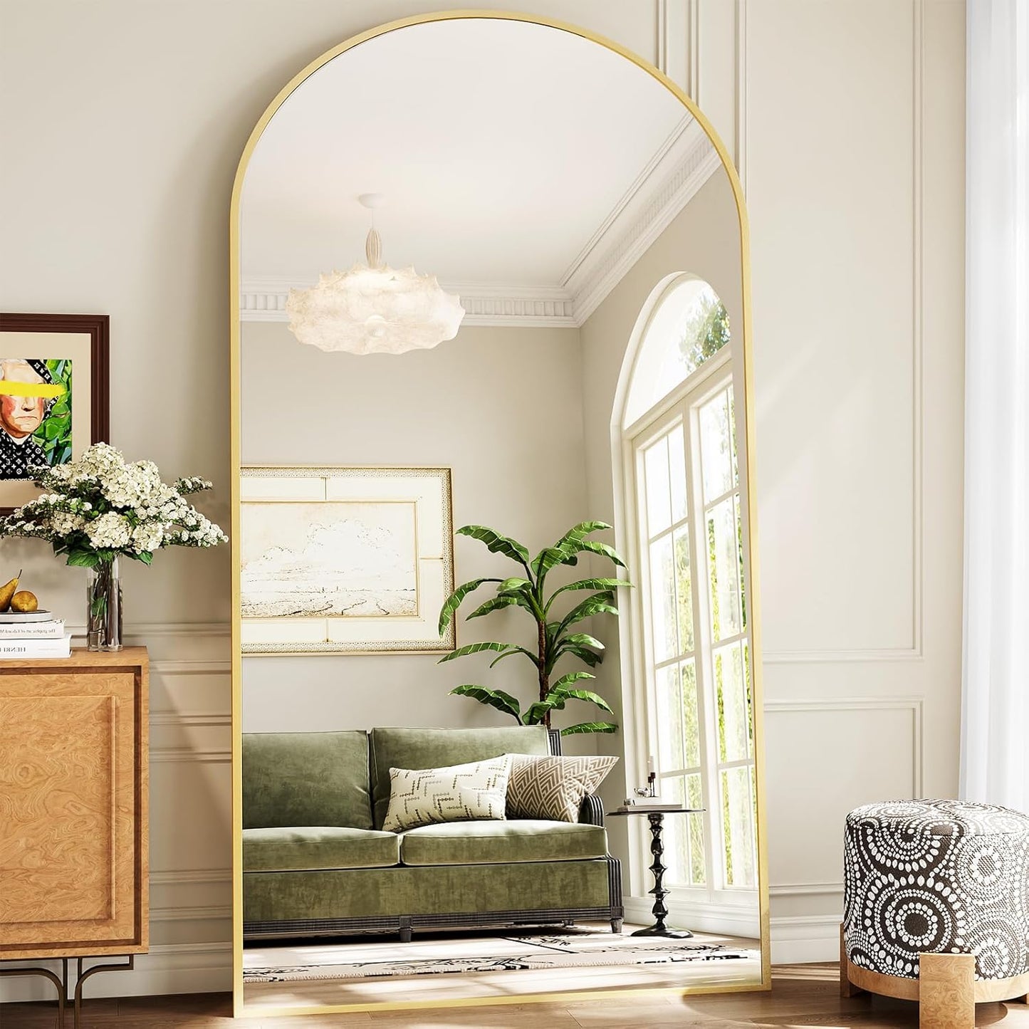 57" x 20" Arched Full Length Mirror - Wall Mounted/Floor Mirror Aluminum Alloy Frame Full Body Mirrors for Bathroom Living Room Bedroom and Entryway,Black