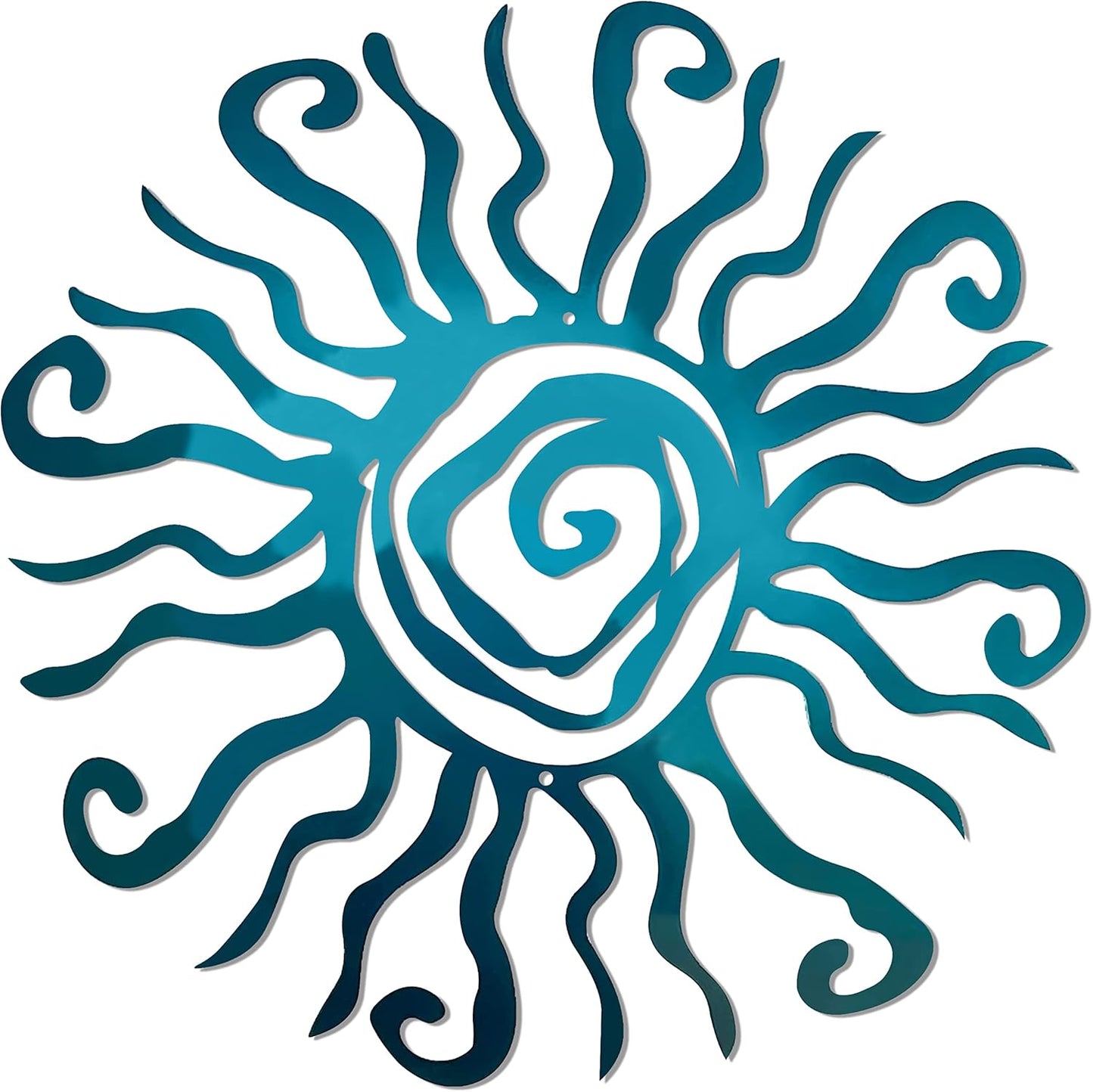Riverside Designs Wacky Sun Metal Wall Art Indoor/Outdoor Decor - 24" Teal Rust Proof Wall Sculpture - Made in USA - Ideal for Bedroom, Garden, Home, Patio and Farmhouse