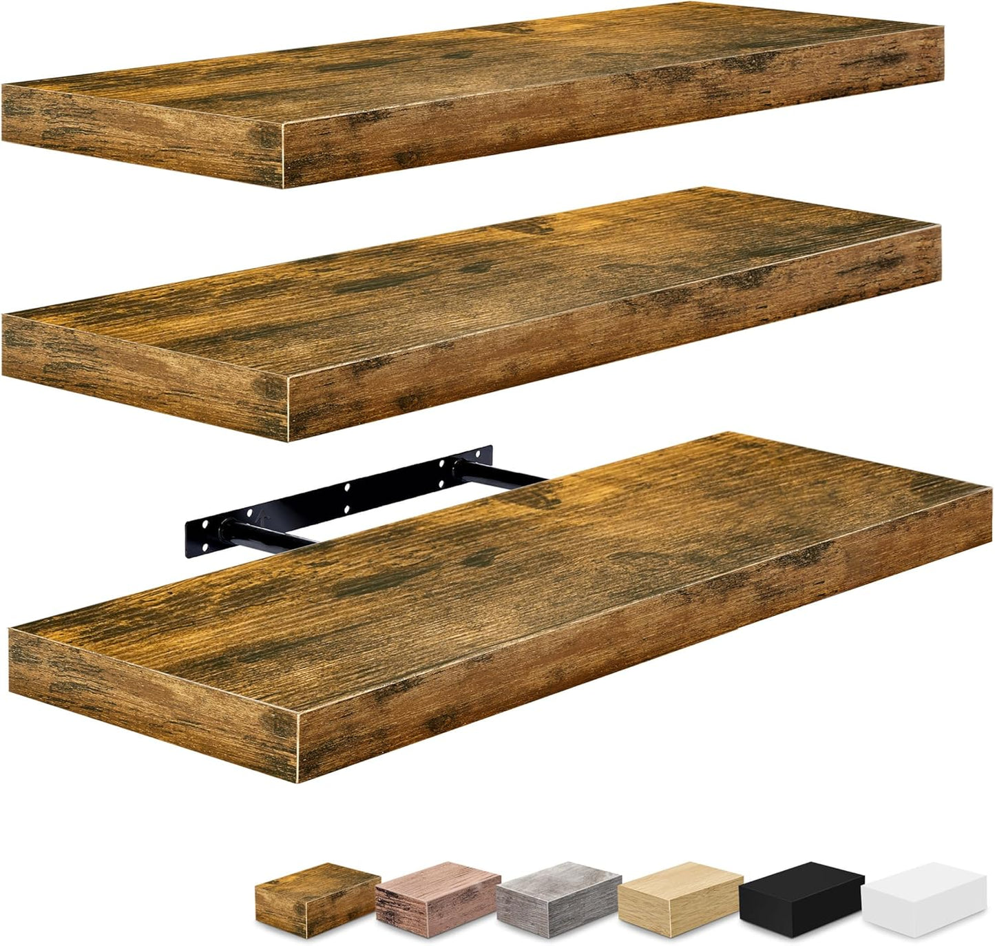 Sorbus Floating Shelves for Wall - 24" Bathroom Shelves, Wall Decor for Bedroom, Kitchen, Living Room, Home Decor & Book Storage - Mounted Floating Shelf with Invisible Brackets (White, 2 Pack)