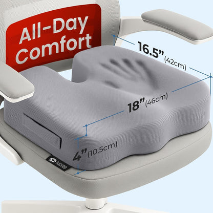5 STARS UNITED Seat Cushion - Memory Foam Chair Cushion for Tailbone Pain Relief - Ergonomic Support for Coccyx, Sciatica & Butt - Office, Desk & Gaming Chair, Car Seat, Wheelchair, Airplane, Black