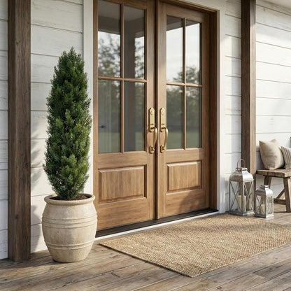 Nearly Natural 4ft Faux Cedar Tree with Nursery Planter - UV Resistant Artificial Pine with 1,000 Lifelike Tips for Outdoor Front Porch, Patio, and Entryway