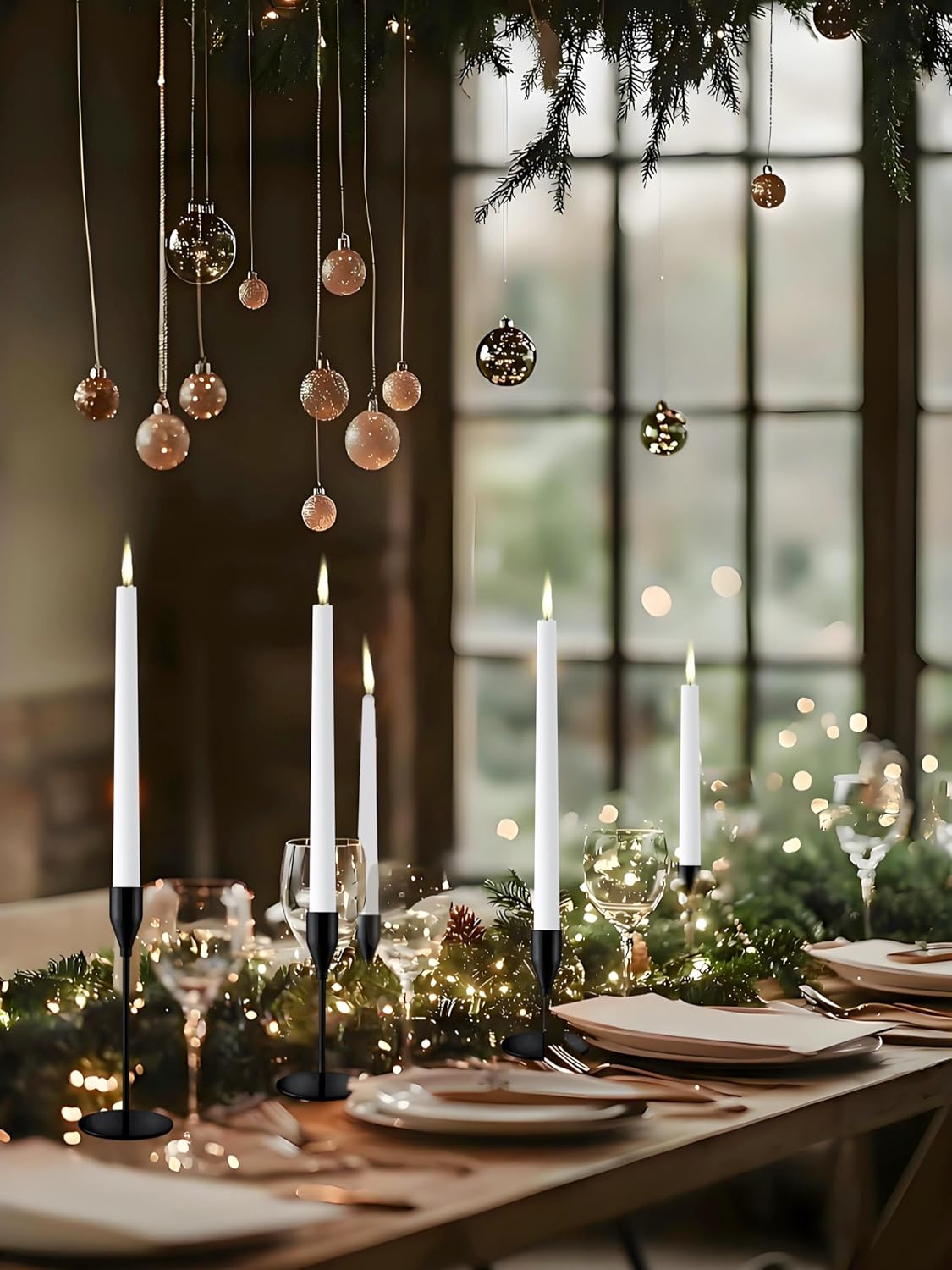 French Gold Taper Candle Holders for Wedding Table Centerpiece,Tall Taper Candlestick Holders Bulk Set of 6,Metal Candle Stick Holders for Dinning or Mantel Centerpiece,Party Home Decor