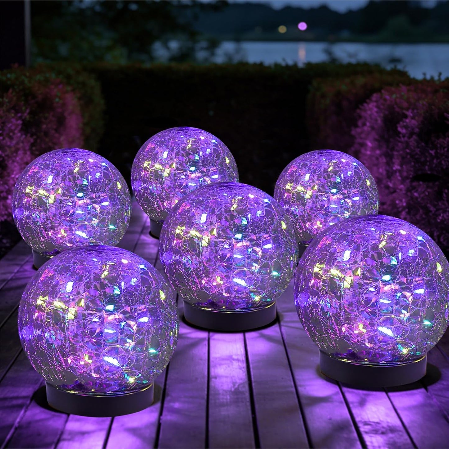 MLKNK Solar Globe Lights Outdoor Waterproof-Solar Balls-Solar Garden Lights-Orbs for Outside 2 Pack Cracked Glass Ball for Lawn Patio Yard Backyard Decorations