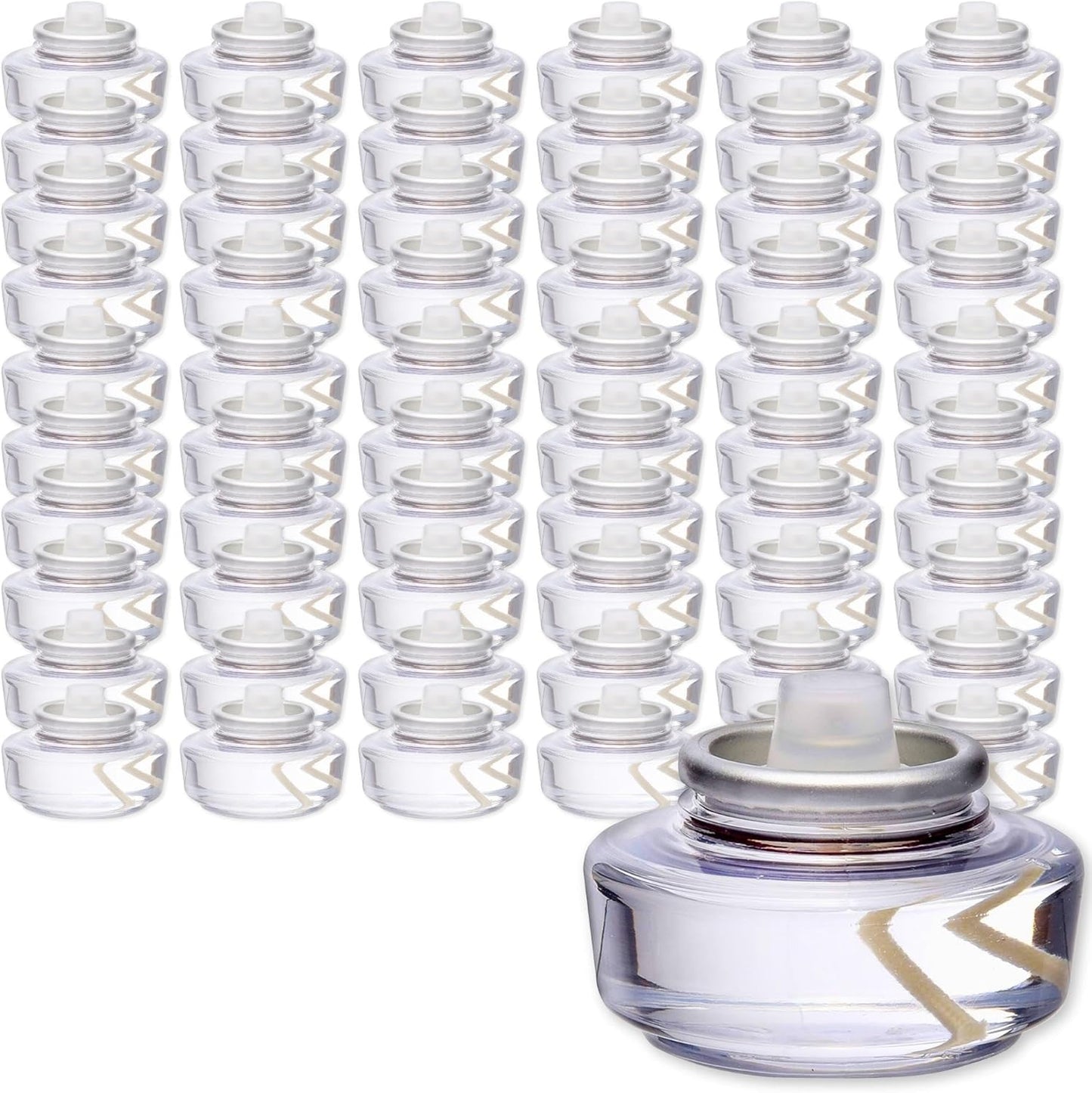Hollowick Disposable Liquid Candles, 8 Hour, for Use in Glass Votive Tealight Lamp Holders, Restaurant Wedding Table Top Lights, Child Resistant Closures, 90 Pieces, Clear Fuel Oil HD8-90