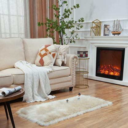 EasyJoy Ultra Soft Fluffy/Fuzzy Shaggy Area Rug Faux Fur Chair Cover Seat Pad for Bedroom Floor Sofa Living Room (2 x 6 ft Sheepskin, Beige)