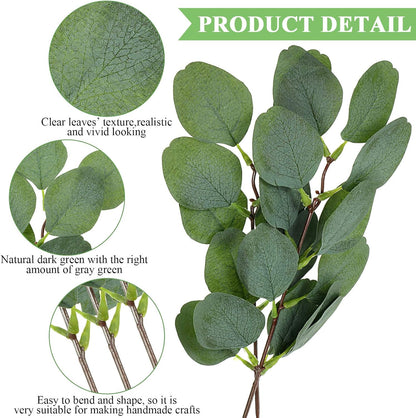 WILLBOND 30 Pieces Eucalyptus Stems Artificial Leaf Stem Faux Long Eucalyptus Artificial Greenery Leaves for Wedding, Office, Holiday, Home, Garden, Greens Decor