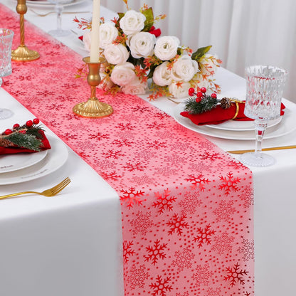 Snowkingdom 2 Pieces Gold Table Runner, Sequin Glitter Foil Metallic Thin Mesh Runner Roll 11"x108", Gold Table Decorations for Event Party, Wedding, Birthday Party, Christmas