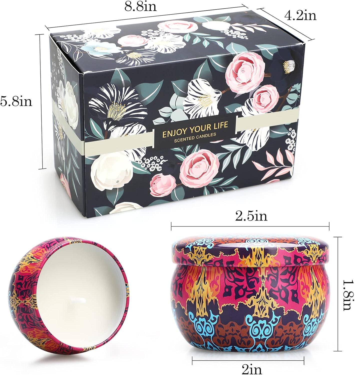 Candles Gift Set for Women, 4 Pack Scented Candles with 8% Essential Oils, 120H Long Lasting Aromatherapy Candles for Home Relaxation