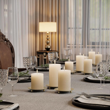 Black Candle Holders for Pillar Candles, Set of 2 Premium Metal Candle Plates Candle Stand for LED or Wax Candles, Decorative Pillar Candle Holder Dish for Table Centerpiece