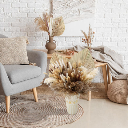 105 Pcs Boho Dried Pampas Grass Decor Bulk, Large Dried Palm Spears Bunny Tails Pampas Reed Grass Dried Palm Leaves Dried Flower Bouquet Boho Centerpieces for Wedding Home Tables Decor