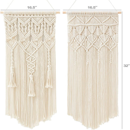 Mkono 2 Pcs Macrame Woven Wall Hanging Boho Chic Geometric Art Decor - Beautiful Bedroom Nursery Apartment Home Decoration, Gift for Girls Adults Birthday Christmas, 28" L x 13" W