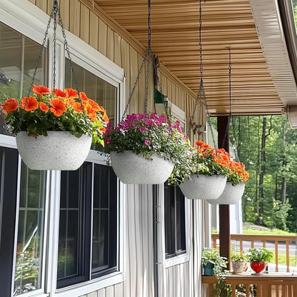 T4U Hanging Planters for Indoor Plants, 10 Inch Hanging Planter Outdoor 2 Pack, Hanging Basket with Drainage Holes, Hanging Plant Holder Indoor, Flower Pots, Plant Pots for Garden, Grey