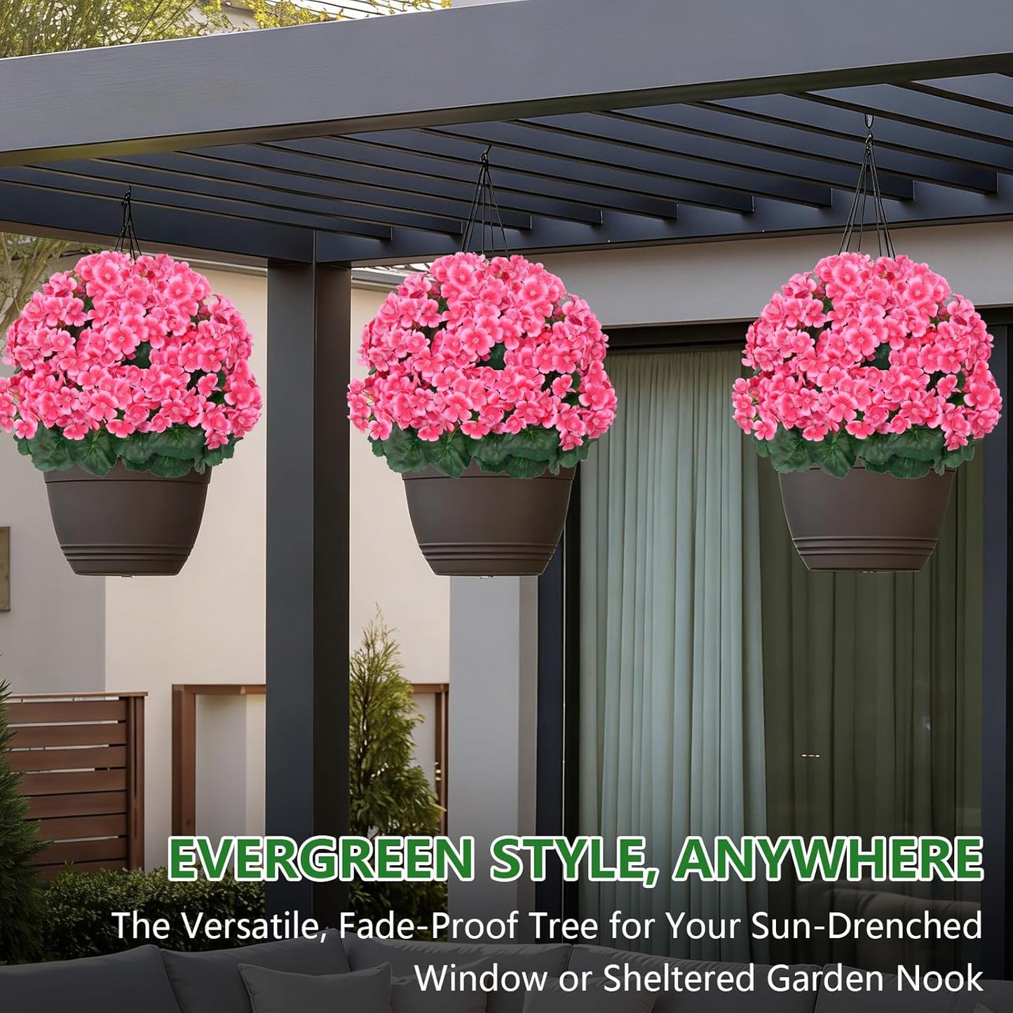 2Pack 4FT Artificial Bougainvillea Topiary Trees for Outdoor, Fake Silk Flowers Plants Bushes with Ground Spike, Faux UV Resistant Shurbs Trees for Outside,Front Porch,Patio,Balcony Decor