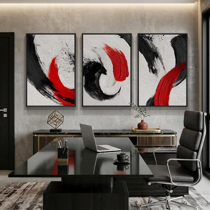 Large Framed Black and White Abstract Wall Art for Living Room, 3 Piece Big Modern Canvas Prints Paintings Artwork for Walls, Minimalist Abstract Art Pictures for Hallway, Office Wall Decor 24x36 In