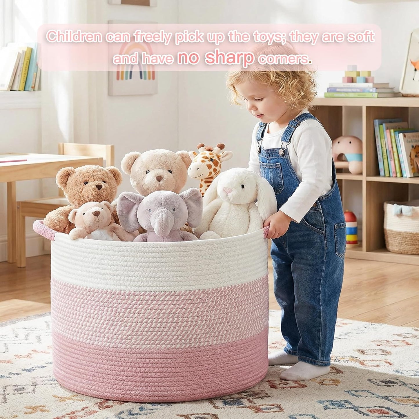 Artfeel 70L Large Cotton Rope Basket, Decorative Woven Blanket Storage for Living Room, Boho Toy Storage & Toy Box for Kids, Versatile Laundry Basket & Nursery Hamper for Blankets(Brown)