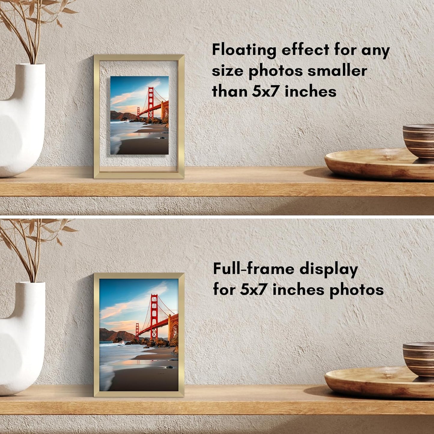 Americanflat Aluminum 11x14 Floating Picture Frame with Shatter-Resistant Glass - Use as 8x10 Picture Frame or Display 11x14 Photo - Signature Float Collection - Photo Frames for Wall Display - Black