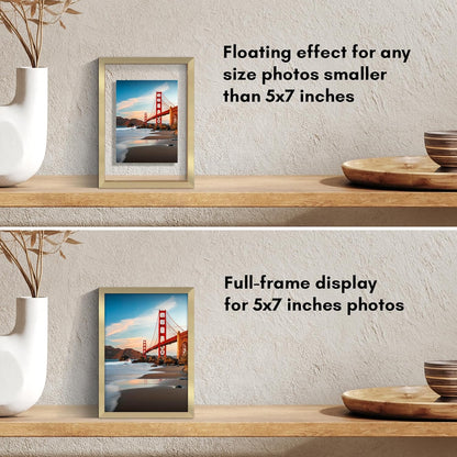 Americanflat Aluminum 11x14 Floating Picture Frame with Shatter-Resistant Glass - Use as 8x10 Picture Frame or Display 11x14 Photo - Signature Float Collection - Photo Frames for Wall Display - Black