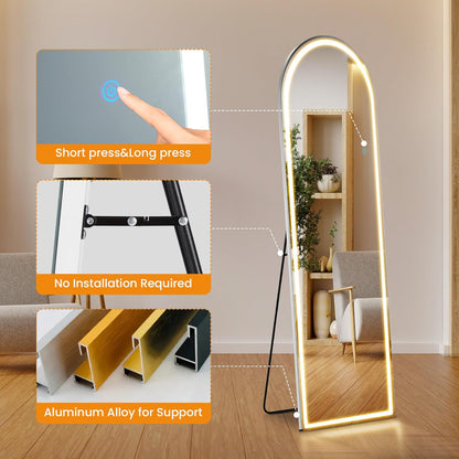 Mirror Full Length, Upgraded 16"x59" Body Wall Mirrors with Shatter-Proof Glass, Floor Standing, Hanging or Leaning, Tall Mirror with Stand Aluminum Alloy Frame for Bedroom Cloakroom