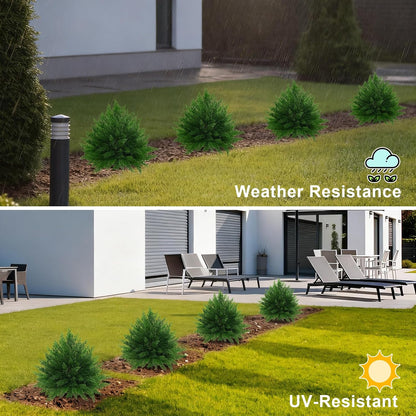 Artificial Lavender Topiary Ball Trees, 2 Set of UV Resistant Fake Evergreen Shrubs Bushes Plants with Ground Spike, Fake Plants for Outdoor Indoor Front Porch Garden