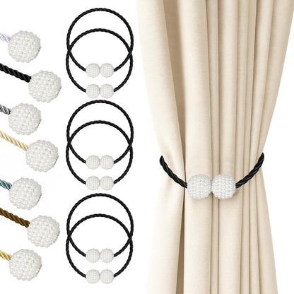 Hion Magnetic Curtain Tiebacks Black 2pcs, Curtain Tiebacks Buckles Holdbacks Holders Hooks Clip for Home Outdoor Bedroom Office Decorative Curtain