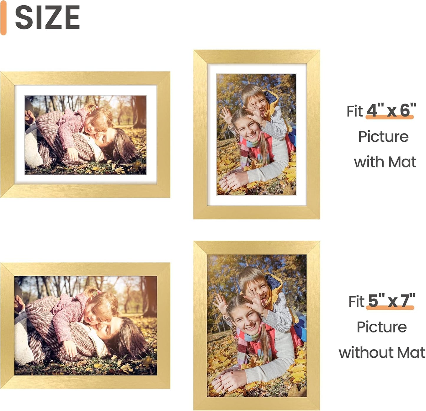 upsimples 8x10 Picture Frame, Display Pictures 5x7 with Mat or 8x10 Without Mat, Wall Hanging Photo Frame, Black, 1 Pack - Colors A