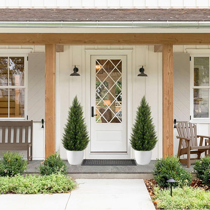 VIVATREES 3FT Artificial Topiary Cedar Trees, UV-Resistant Faux Evergreen Outdoor Plants, Artificial Pine Tree for Outdoor Front Porch Patio Entryway Decor, Set of 2