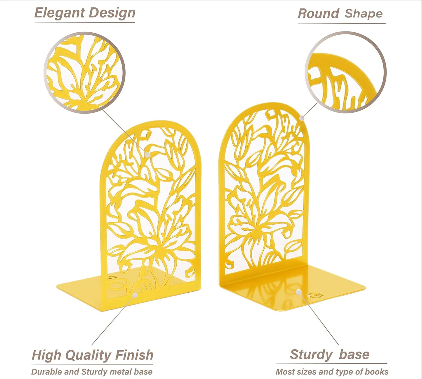 CNK Premium BookEnds - Heavy Duty Metal Book Stoppers for Home Office, Decorative Book Shelf Holders (Hummingbird Black)
