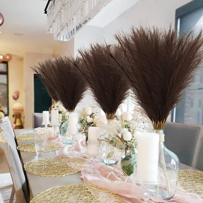 obbsie 50pcs Pink Faux Pampas Grass Decor, 21.6" Short Artificial Floral Branches Vase Filler Flower Arrangement for Home Wedding Boho Outdoor Decor